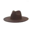 Bérets homme mode Fedora chapeau pour femmes polyvalent Panama 10 cm bord haut daim velours Jazz dame Gentleman à large bord