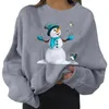 Kvinnors hoodies julhoppare för kvinnor snögubbe tryck hoodie långärmare jacka set färg skjorta stor topp design