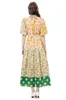 Women's Runway Dresses Turn Down Collar Half Lantern Sleeves Printed Single Breasted Elegant Designer Vestidos