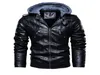 Мужская зимняя бархатная куртка из искусственной кожи с капюшоном и воротником, мотоциклетные пальто из искусственной кожи, утепленные куртки-бомберы, брендовая одежда687104319