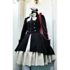 Abiti casual Medievale retrò gotico nero con lacci catena fiocco Lolita cappotto maniche lunghe volant abito classico costume cosplay di Halloween