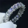 Anneaux Choucong Top vente ne se fanent jamais bijoux de luxe étincelants argent princesse coupe topaze blanche promesse de mariage bague de mariée cadeau 240229