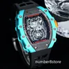 RM21-02 Tourbillon Aerodyne Montre Homme Bleu Noir Carbone Mouvement Automatique 28800vph Saphir Cristal Montre-Bracelet De Luxe 8 Couleurs