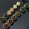 Designer Van cl-ap Fanjia High Edition Four Leaf Grass Small Earrings Female V Gold Thickened Plating 18k Rose Natural Black Agate White Fritillaria WXTD