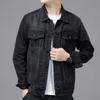 Hommes noir Denim veste Streetwear printemps automne Vintage décontracté manches longues haut à la mode col rabattu manteau ample Jaqueta Jeans 240227