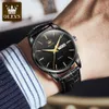 Olevs relógio masculino de marca de luxo, relógio de pulso de quartzo com pulseira de couro respirável, à prova d'água, casual de negócios 240227