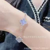 Designer Jewelry Luxury Bracelet VanCA Live streaming four leaf clover bracelet female five flower lucky grass purple chalcedony fritillaria silver plated 18