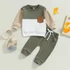Комплекты одежды для маленьких мальчиков, штаны, комплект контрастного цвета, толстовка с длинными рукавами и спортивный костюм для бега