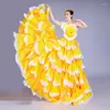 Stage Wear 180-720 degrés espagnol Flamenco robes femmes corrida ouverture robe de danse élégant grand Swing pétale Costume