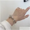 Braccialetti con ciondoli Bracciale in argento sterling 925 per le donne 2024 Vintage geometrico cuore amore fortunato punk gioielli moda goccia goccia Deli Dhvc3