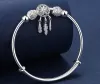 Adjustable size Bangle cuff Dreamcatcher Tassel Feather Round Bead Charm 14K White Gold Bracelet jewelry For Women wedding