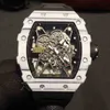 Rörelse RicharSmilles Watches Luxury Mechanical Watch Mechanical Ceramic Dial Rubber Strap RM Wristwatch Wine Barrel RM3501S ERIES2 824M Achine