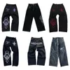 2024 American Hip Hop Vintage JNCO Motif Jeans Brodés Hommes Femmes Y2K Street Punk Rock Casual Pantalon Droit Large Jambe 240227