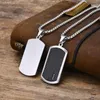 Pendentif Colliers Vnox élégant martelé Dog Tag collier pour hommes en acier inoxydable collier carré anniversaire cadeaux de Noël père papa mari