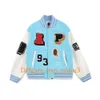 Giacca bomber da uomo Giacca da baseball Giacca da volo Lettere floccate e design ricamato Alla moda abbinata Giacca in pile finta pelle Giacca mimetica Taglia asiatica bj1