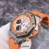 Pilotklocka Top Wristwatch AP Wrist Watch Royal Oak Offshore Series 26217BC Chronograph Men's VIP Limited till 12 stycken av 18K vitt guldmaterial