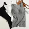 Women's Tanks Women Velvet Tank Tops With Bra Pad Plush Thickened Warm For Elegant Sleeveless Underwear