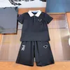 Fashion designer boys Kids outfits summer spring england style turn down collar boy Two pcs sets childrens clothes