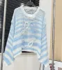 Maglioni da donna Manica lunga Mohair Maglione vintage Donna Inverno 2024 Girocollo in lana Arcobaleno Stripe Knit Pullover Design Abbigliamento