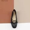 Kleid Schuhe Frauen Tägliche Wohnungen Kreuz-Gebunden Karree Damen Süße Französisch Stil Elegante Ballett Frau Weiche Rindsleder Slip auf LoafersH24229