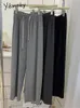 Pantaloni da donna Yitimoky Lana Donna Autunno Inverno 2024 Moda Vita alta Coulisse Nero Casual Allentato Lavorato a maglia Gamba larga