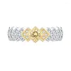 Cluster Rings ZOCA Jewelry Selling S925 Full Body Silver Imitation Yellow Diamond Set Diamonds Ring For Daily Use