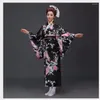 Vêtements ethniques Arrivée Femmes japonaises Original Yukata Robe Kimono traditionnel avec Costumes de danse Obi Performance Taille unique