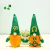 Decorações festivas do dia de São Patrício Gnomo de pelúcia artesanal boneca sem rosto decoração de mesa para casa presentes verdes do festival irlandês