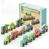 Children's Early Education Wooden Baby Digital Cognitive Puzzle Blocks Magnetic Dinosaur Small Train Block Toys