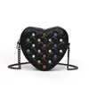 Bolsas Kurt Geiger pretas pequenas bolsas Rainbow Sling Chain Flap Bolsas de ombro bolsa de grife para mulheres crossbody em formato de coração London Leather Kensington Bag mulheres