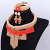 Dudo Jewelry Sets Vintage Gold Orange / Beige Red Necklace Set For Wedding Crystal Beads Handmade African Jewellery Set