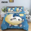 Устанавливает мультипликационные палочки для животных, набор Panda Moon Star Patterd Set Set для детей одиночная Queen Size Bedclothes Microfiber Cover Cover