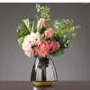 Vases Simple Transparent Glass Bottle Flower Pot Enamel Vase Living Room Arrangement Dining Table Home Decoration