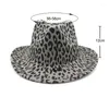 Berets Fashion Leopard Print Wool Men Feed Fedora Hat Western Cowboy Cap Jazz Sun Toca Sombrero