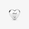 Nya ankomst Charms 100% 925 Sterling Silver Dad Heart Charm Fit Original European Charm Armband Smycken Tillbehör 230W