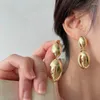 Baumelnde Ohrringe, zwei ovale Metall-Tropfenpfosten für Damen, glatt, Modeschmuck, Urlaubsaccessoires, trendige, ausgefallene Stilgeschenke, C1532