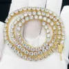 Wholesale Gold 10K 14K 18K Vvs Moisssanite Tennis Chain Necklace Iced Out Round Brilliant Cut Diamond Bracelet