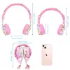 Kopfhörer, kabellose Kopfhörer mit Mikrofon, Regenbogen-Einhorn, für Kinder, Mädchen, Stereo-Musik, Helm-Headset, Gamer, TF-Karte für Telefon, Kinder-Kopfhörer