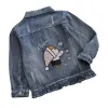 Pantskirt 어린이 재킷 여자를위한 봄 가을 가을 찢어진 구멍 어린이 청바지 코트 소년 소녀 데민 겉옷 의상 6 8 10 12 년