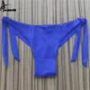 Swim Wear 2022 Sexig solid thong bikini brasiliansk klippt badkläder kvinnor botten justerbara trosor baddräkt trosor underkläder thong baddräkt 240229