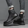 Botas Estilo Britânico Homens Lazer Original Couro Preto Tendência Plataforma Sapatos Alto Top Cowboy Bota Noite Prom Vestido Tornozelo Botas