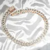 Iced Out Two Tone Vvs Moissanite Necklace 925 Sterling Silver Rose Gold Plated Big Huge 18mm Cuban Link Moissanite Chain