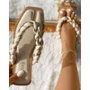 Sandals Womens Summer Rhinestone Beaded Dress Shoes Comfortable Crystal Slippers Slip On Slide Sandal Roman
