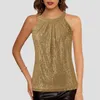 Canottiere Canotte T-shirt da donna Top con paillettes per canotta elegante senza maniche Canotta Party Club Cocktail T-shirt in cotone spandex