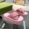 Luxury Cross Strap Slippers slides Women Ladies Platform Shoes Plate-forme pantoufle designer sandals Womens sliders sandles beach slipper Thick Soles 6.5cm