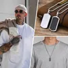 Pendentif Colliers Vnox élégant martelé Dog Tag collier pour hommes en acier inoxydable collier carré anniversaire cadeaux de Noël père papa mari