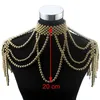Longue chaîne de perles, collier de perles simulées, bijoux de corps pour femmes, Costume ras du cou, pendentif épaule, collier de déclaration 240221