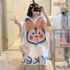 Vrouwen Nachtkleding Grote Maat 5XL 150KG Zomer Nachtjapon O Hals Korte Mouw Oversized Cartoon Night Kamerjas Kwaii vrouwen