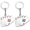 Keychains Poker Spela kort Keychain Polished Metal Keyring Car Key Holder Bag Pendant Zink Eloy Jewelry Travel Souvenir Gift
