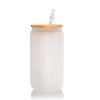 EUA CA Armazém 2 Dias Entrega 16oz Canecas De Vidro De Sublimação Em Branco Fosco Suco De Cerveja Transparente Pode Borosilicato Tumbler Mason Jar Copos Com Palha De Plástico 5411